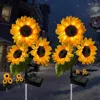 1pcs, Sunflower Solar Lamp, 3 LED Sunflower Yellow Flower Lamp Decor,For the decoration of patios, lawn gardens 1