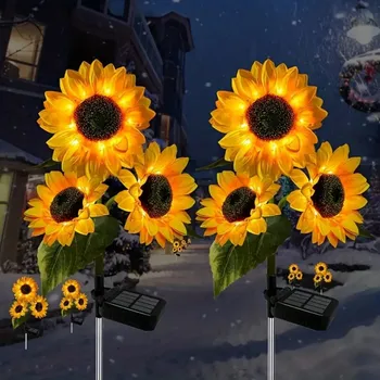 1pcs Sunflower Solar Lamp – 3 LED Yellow Flower Light for Patio, Lawn, Garden Decoration 1