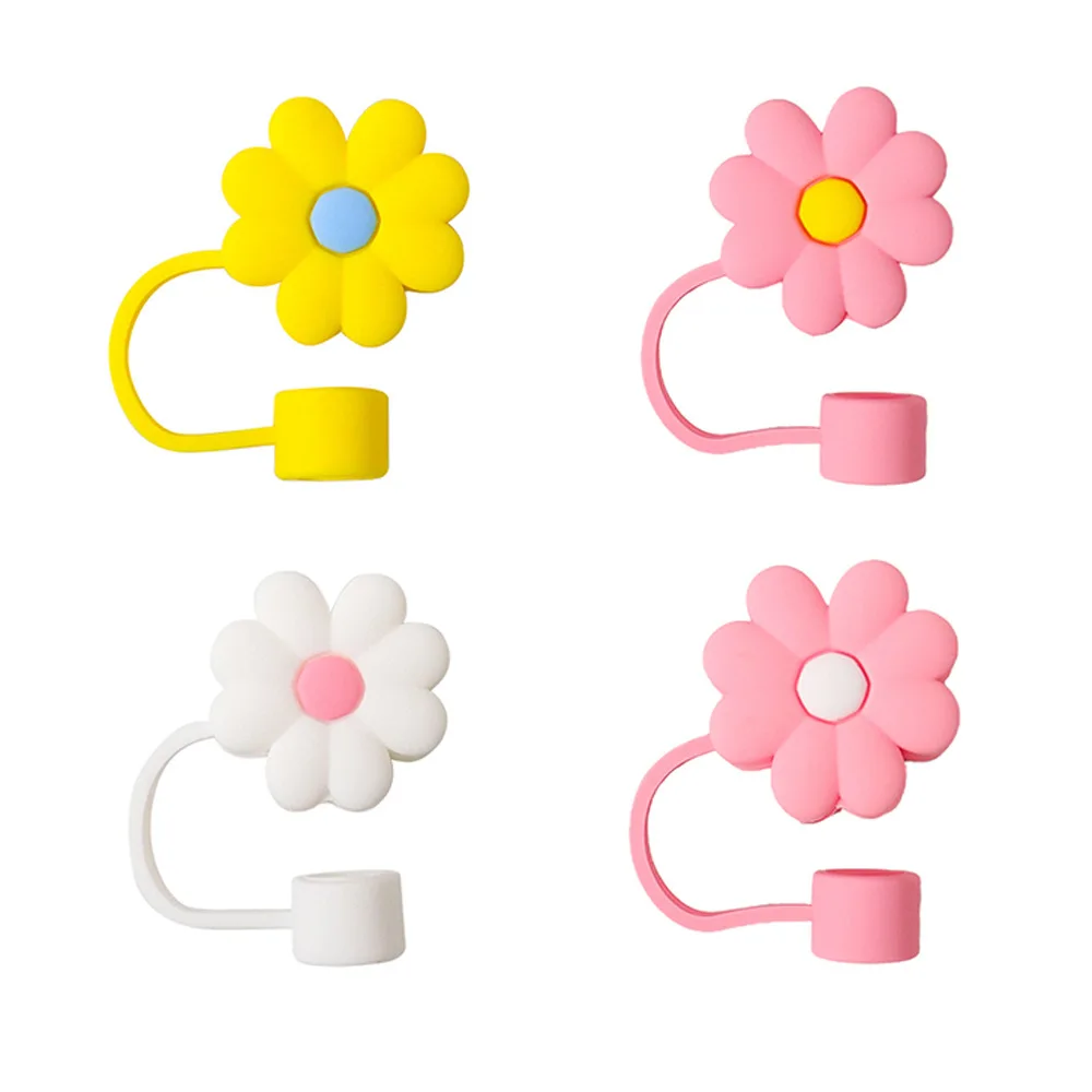 Silicone Straw Covers Cap Cute Flower Straw Toppers for Tumblers Dust-Proof  Drinking Straw Caps for Reusable Straws Tips Lids