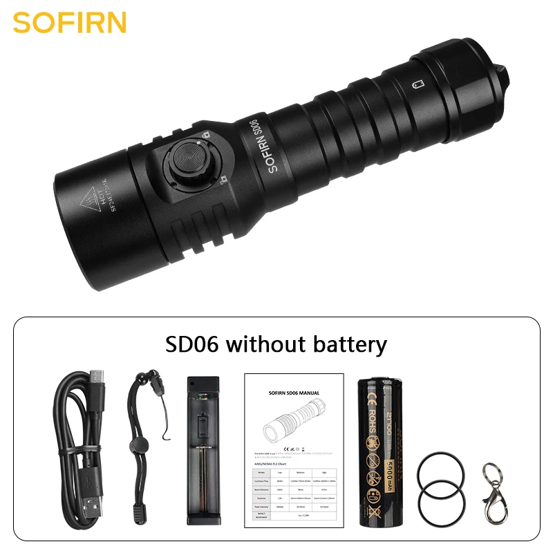 Sofirn SD06 ダイビング懐中電灯 SFT70 3200lm 充電式水中ディープ