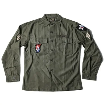 NON STOCK OG-107 Camicia a maniche lunghe della guerra del Vietnam Coprispalle stile militare in raso di cotone 1