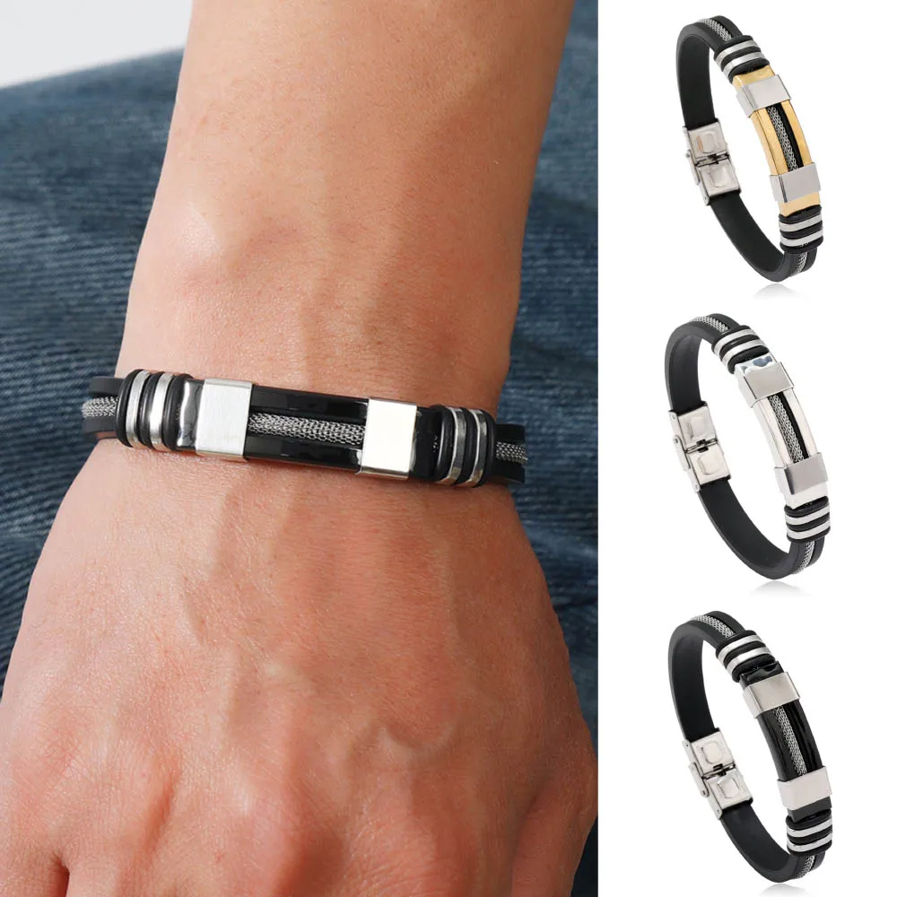 New Noter Men Leather Bracelet Stainless Steel 3 Colors Handmade Leather Braslet Hiphop Rock Punk Hand Accessories Gift For Him Pulseria