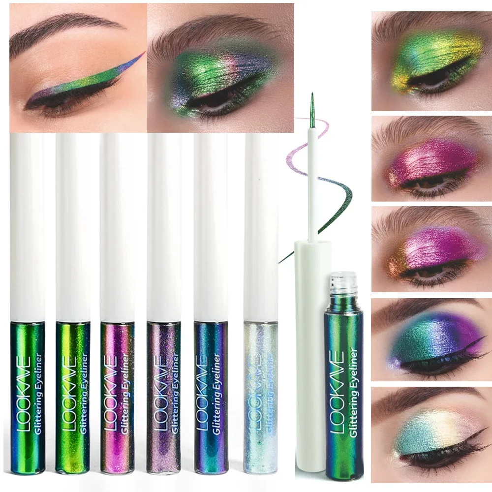 Shiny Chameleon Green Liquid Eyeliner Metallic Eyeshadow Multicolor Eye Liner Pearlescent Polarized Glitter Eye Pigment Makeup 2