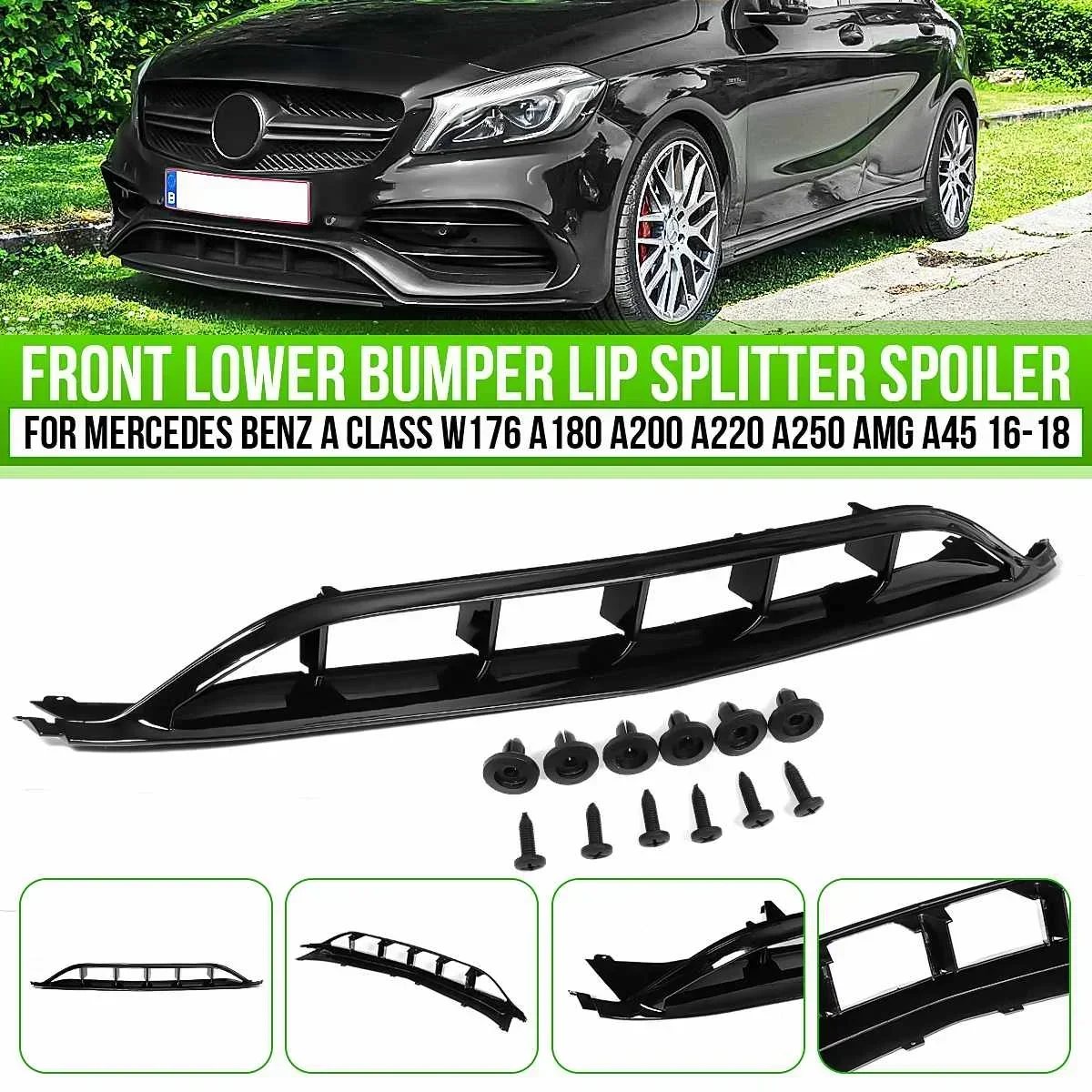Labbro Paraurti Anteriore Inferiore Per Mercedes Benz Classe A W176 A180 200 220 250 Amg A45 16-18/C117/W117 Cla45 200 220 Amg 16-19 Kit Carrozzeria