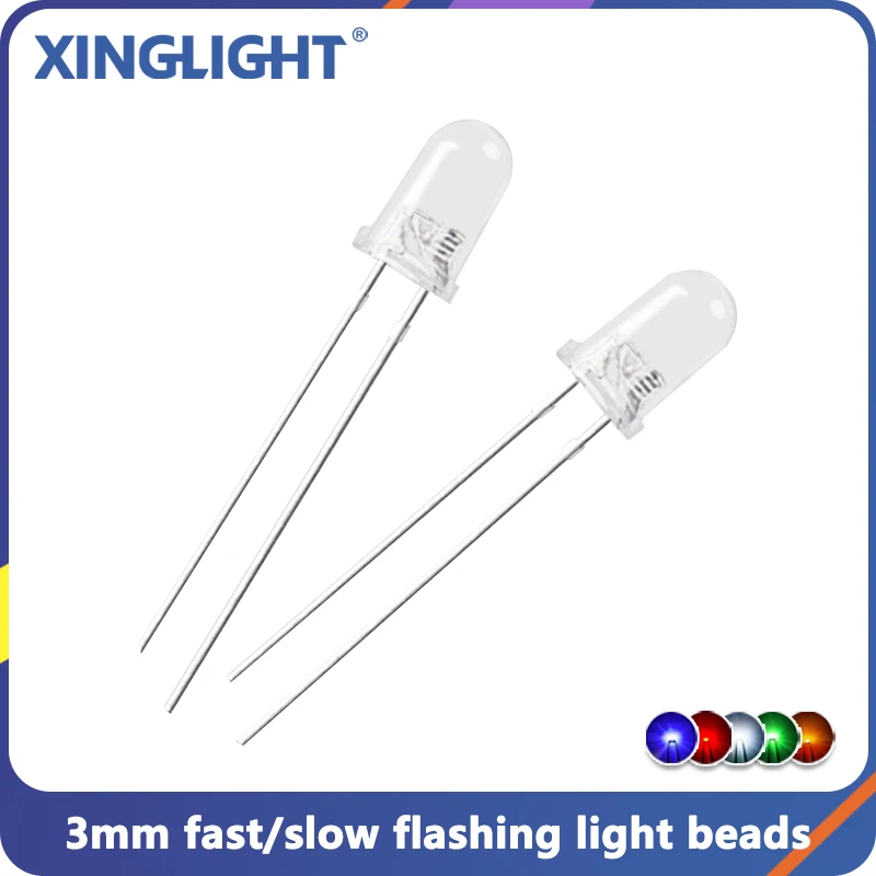 50pcs F3 F5 Colorful Rgb Led Diode DIP Small Leds 3MM 5MM Quick Slow Flash Lamps Red Green Blue Beads