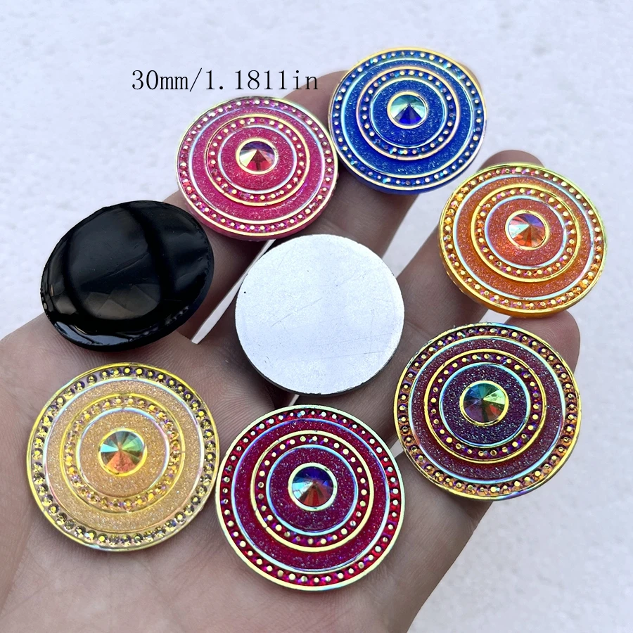 라운드 플라잉 쏘서 송진, AB 컬러, 매력적인 라인석, 웨딩 장 DIY 쥬얼리 귀걸이, 30mm, 10 개