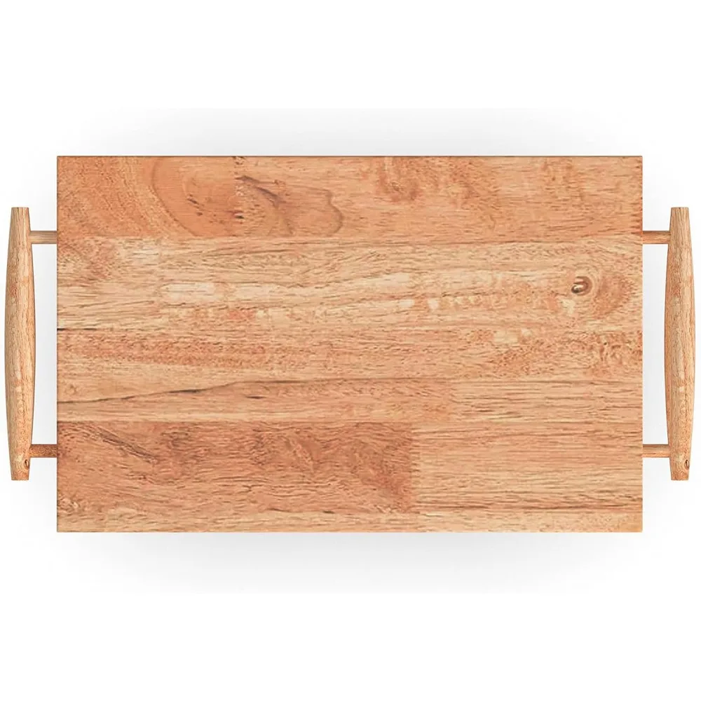 Serve Kitchen Cart with Natural Top, Locking Casters, Two Drawers, Two Storage Cabinets 6