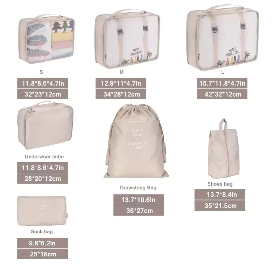 Travel Organizer Set: 7-Piece Packing Cubes and Storage Bags