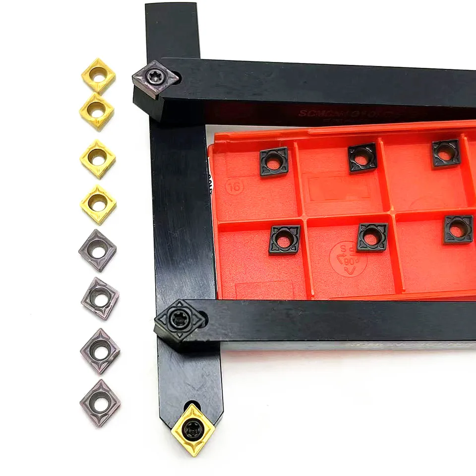 Akozon Portautensili per tornio S10K-SCLCR06 e 10 pezzi CCMT060204-HM YBC251 inserti e chiave