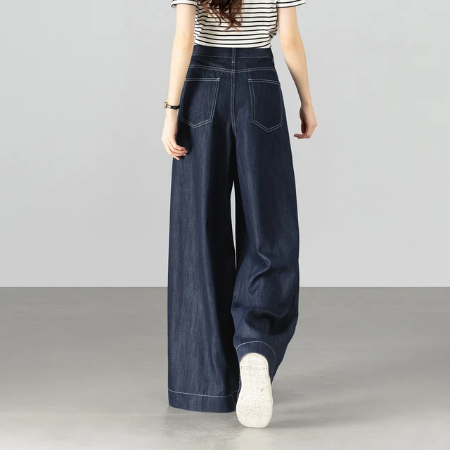 SENTUBILA Women's Jeans Denim Wide Leg Pants 2026 Spring Lyocell Cotton High Waist Casual Pants Loose Straight Trouser W61ND6024 2