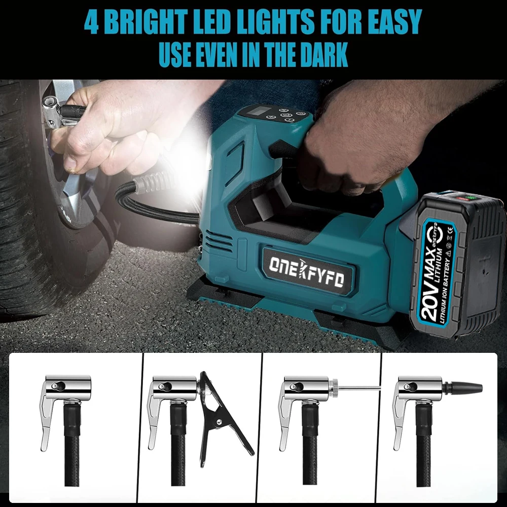 Onekfyfdポータブルデジタル車用エアコンプレッサーポンプ