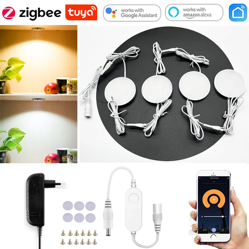 

Tuya Zigbee Under Cabinet LED Lamp High Brightness White /Warm White Smart Light 2.4G RF Control Work with Alexa Google Home