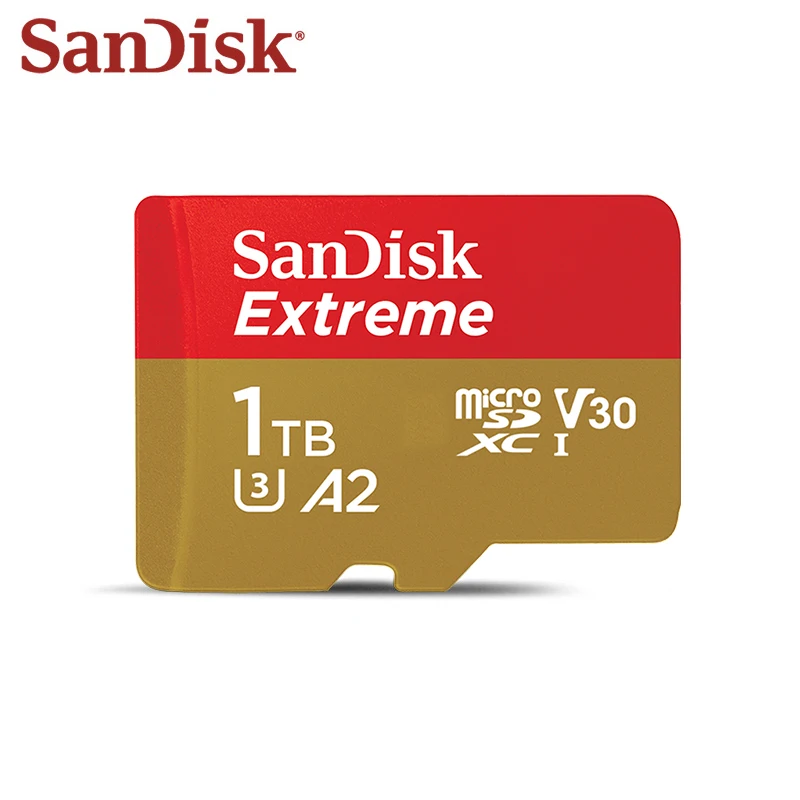 100% 오리지널 샌디스크 익스트림 메모리 카드, 마이크로 SD 카드, U3 A2, 4K UHS-1 TF 카드, 1TB, 마이크로SD V30, 최대 읽기 속도 160 MB/s