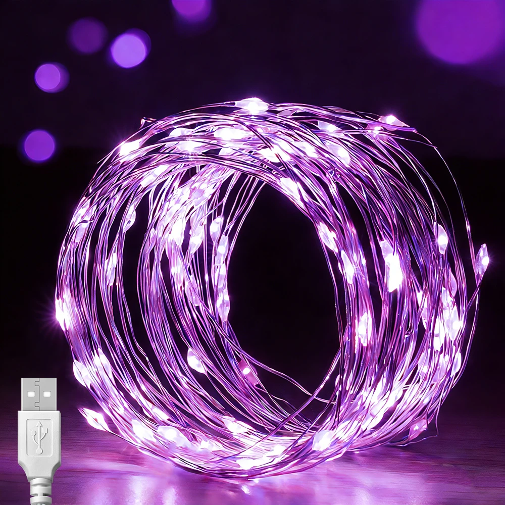 Enchanting 200-LED Copper Twinkle String Lights - USB Powered, Waterproof
