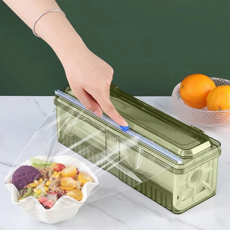 Plastic Cling Film Refillable Box With Slide Cutter Food Wrap Dispenser  Aluminum Foil Wax Paper Cutter Kitchen Accessories - Plastic Wrap  Dispensers - AliExpress