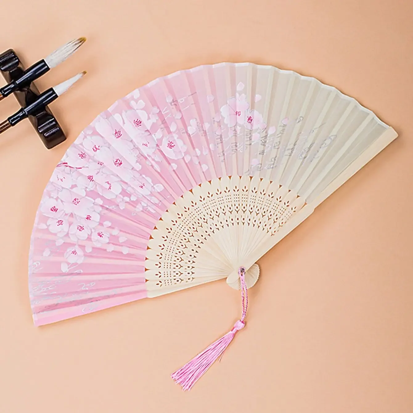 1pc-Ancient style small folding fan for women's Hanfu Handmade folding fan Ancient style fan Dance bamboo fan Chinese fan