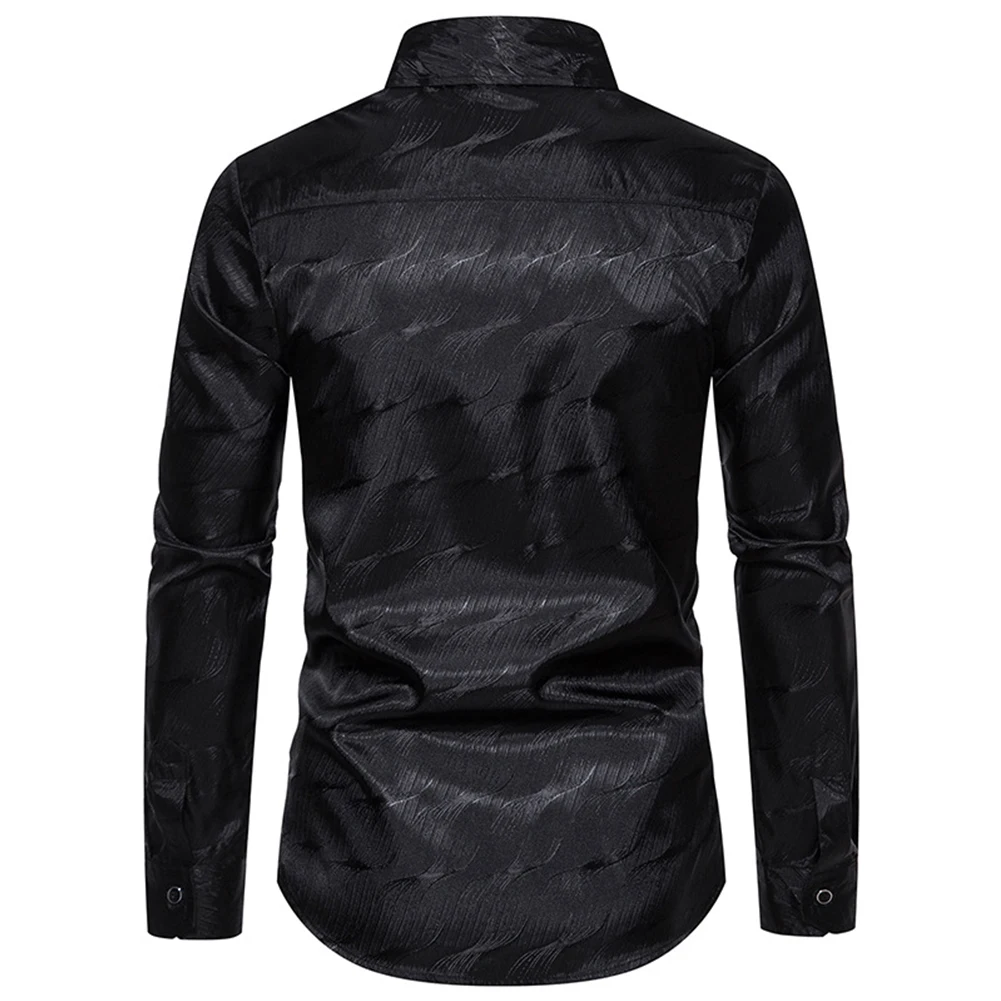 

Jacquard Costume Shirts Collared Soft Comfortable Solid Dress Shirt Spring Fit Flannel Lapel Long Sleeve Fashion
