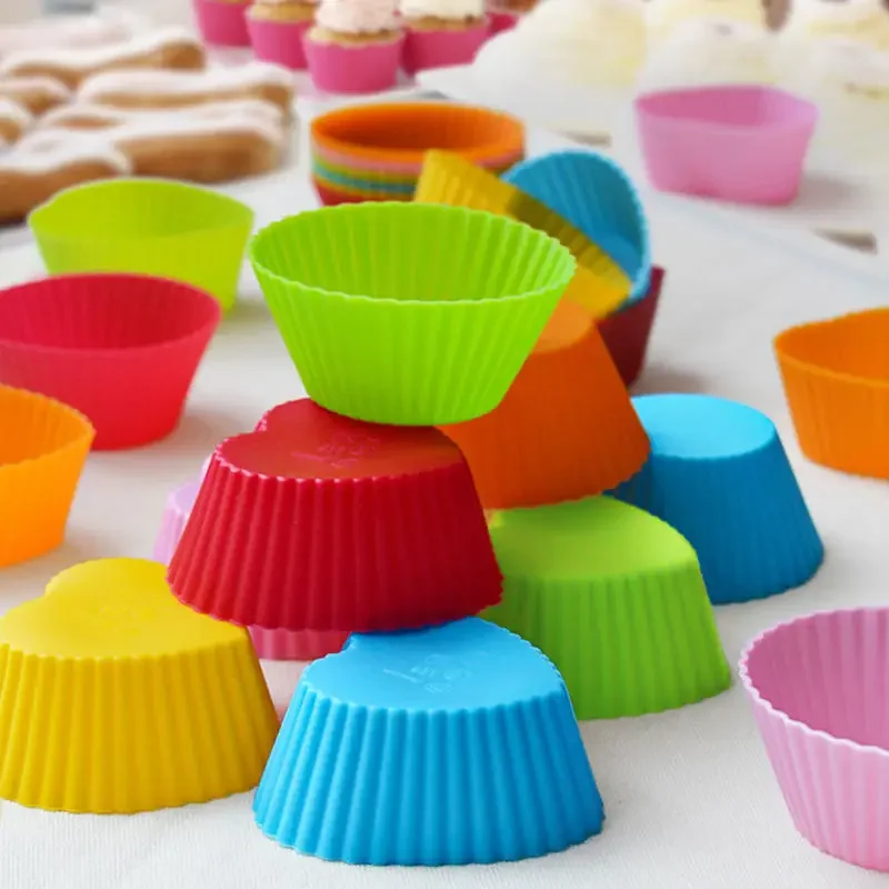 Molde de silicona para Tartas de 1/5/10 piezas, Color aleatorio, para hornear pasteles, taza, Cupcake, pudín, resistente a altas temperaturas y suave