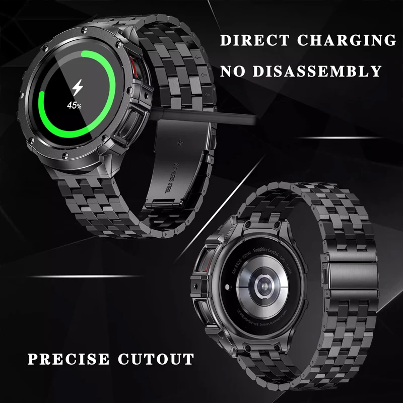 Stylish Metal Watch Band with Protective Case - Premium Strap Wristband Accessories