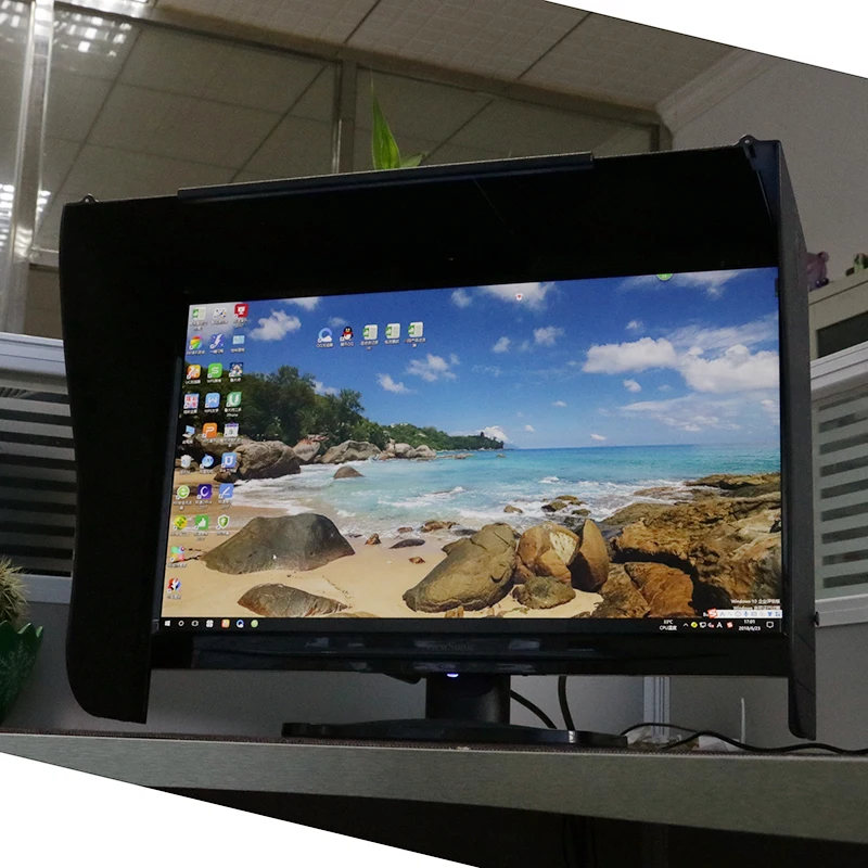 HGSTM Monitor Zonnescherm, 27-inch beeldscherm zonneklep Verstelbare monitorkap, zonnescherm met volledige bedekking, voor Dell HP Viewsonic Philips Samsung Lenovo ASUS LG EIZO NEC ACER
