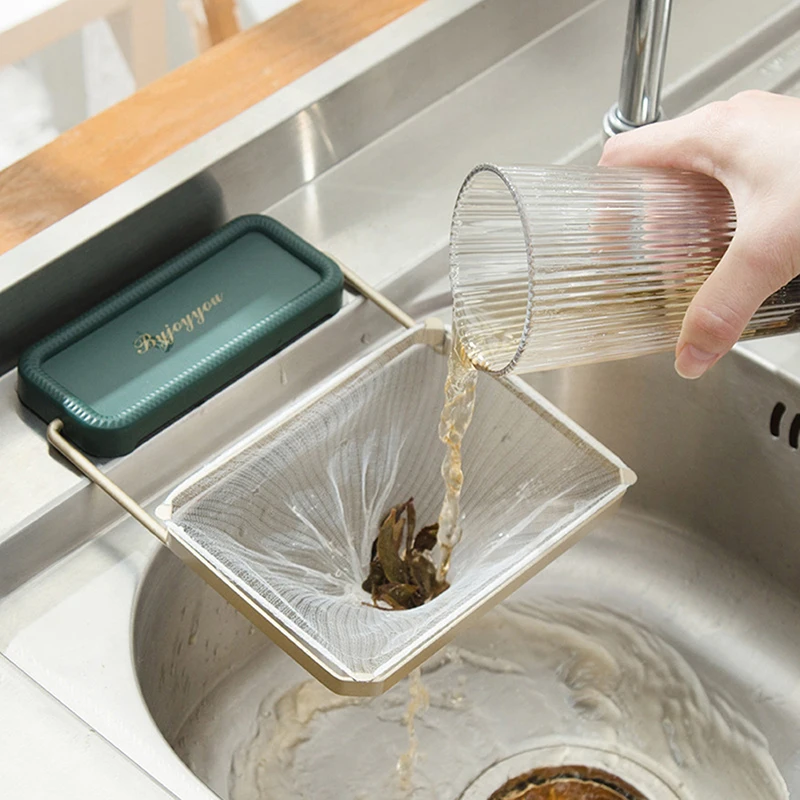 Sink Filter Rack drain filter basin drain filter sink drain set Kitchen Foldable Food Waste Sink Strainer Mesh Bag Stand Garbage Net Shelf Anti-Clogging Garbage Mesh Bag