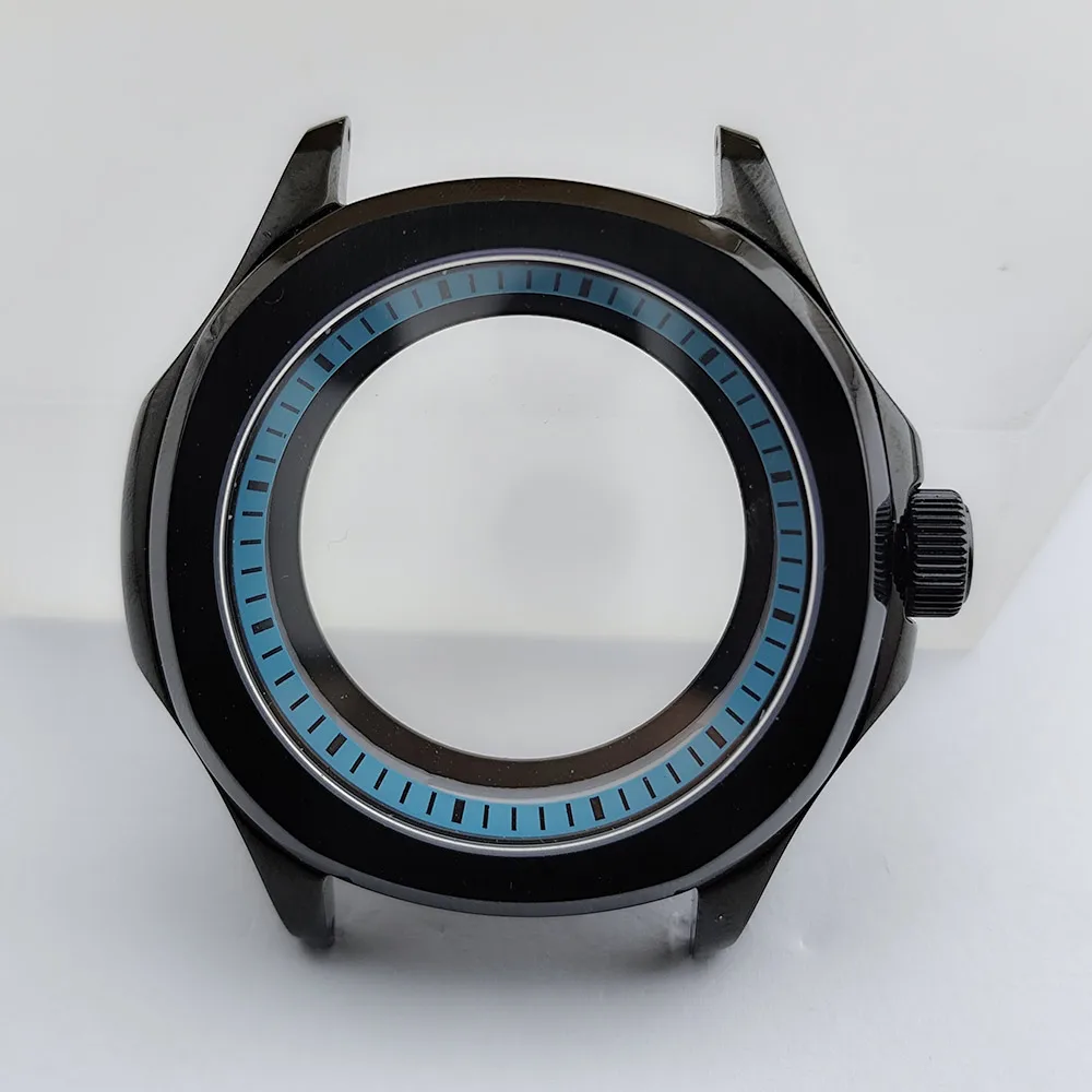 Black Steel Watch Case with Sapphire Glass and Chapter Ring, 39.5mm