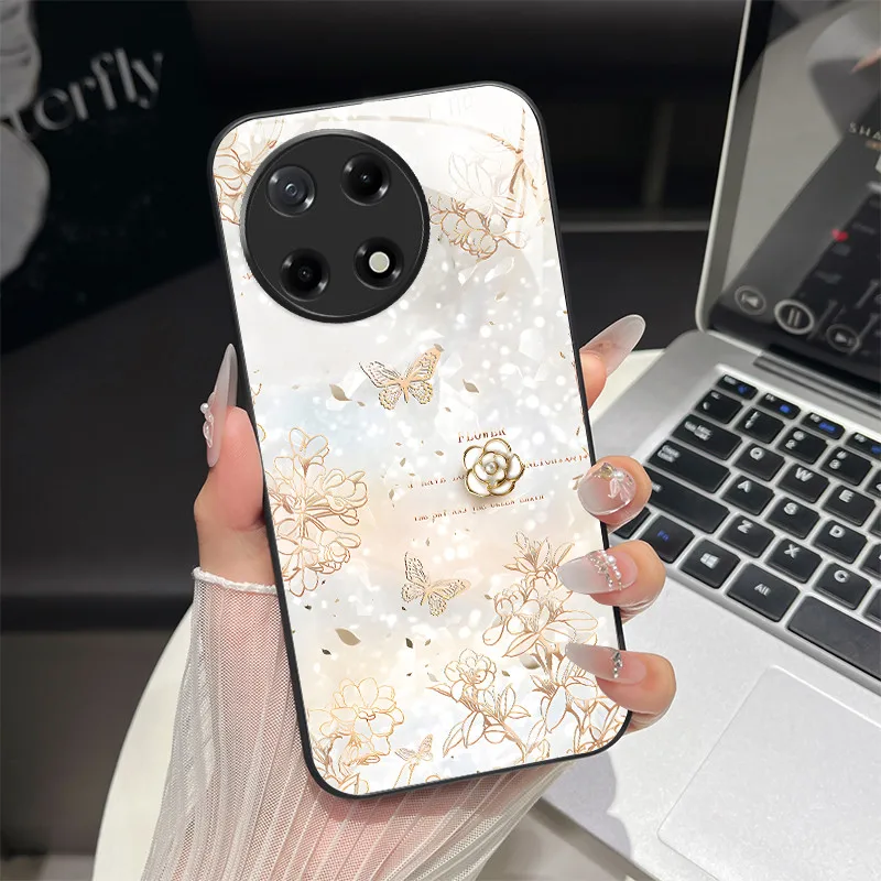 Butterfly Shockproof Tempered Glass Phone Case