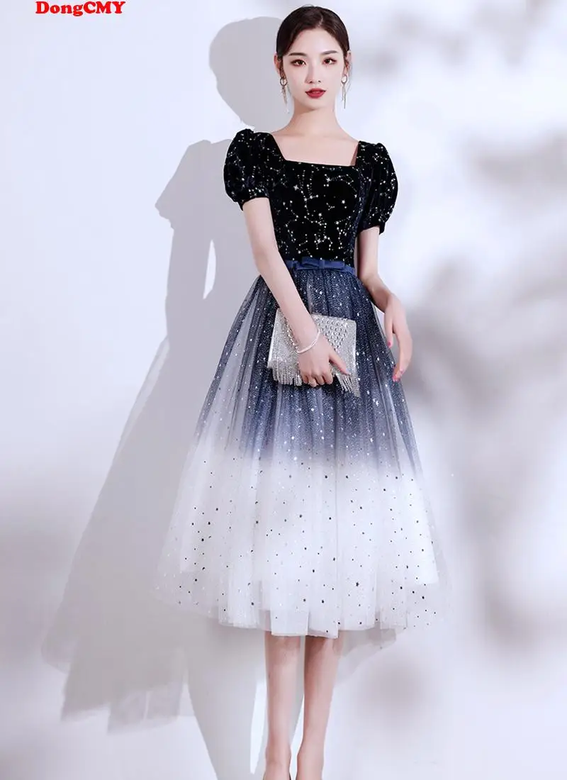 New 2024 Short Prom Dresses DongCMY Sequined Tulle Midi Backless Elegant Special Occasion Vestidos