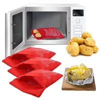 Sac de pommes de terre au micro-ondes réutilisable Express sac de cuiseur de pommes de terre au four pommes de terre parfaites 4 minutes pochette de cuisson rouge 4