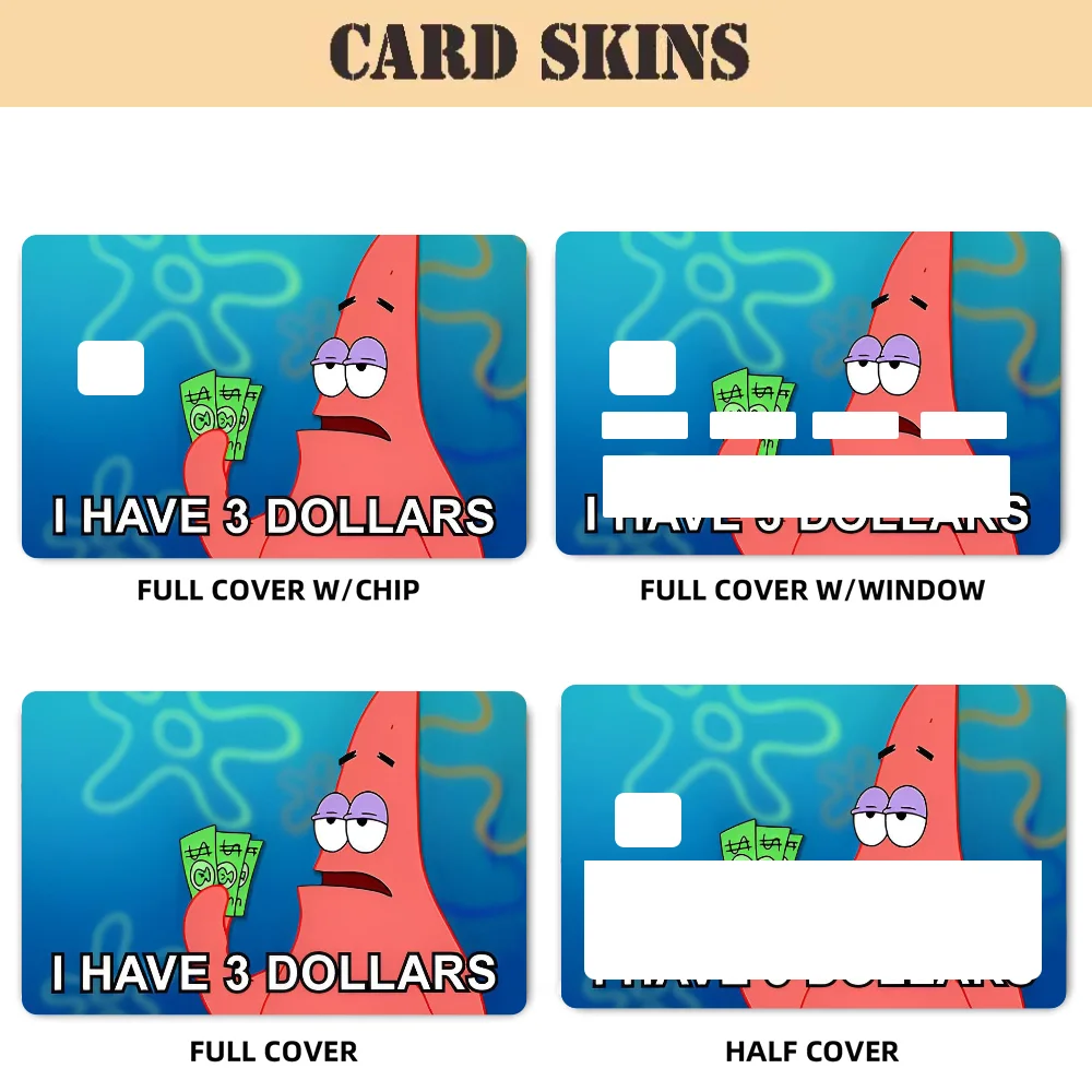 I have 3 Dollars Stickers 4pcs PVC Card Skin Stickers for Bank Card Bus Metro Case Decorate Gift