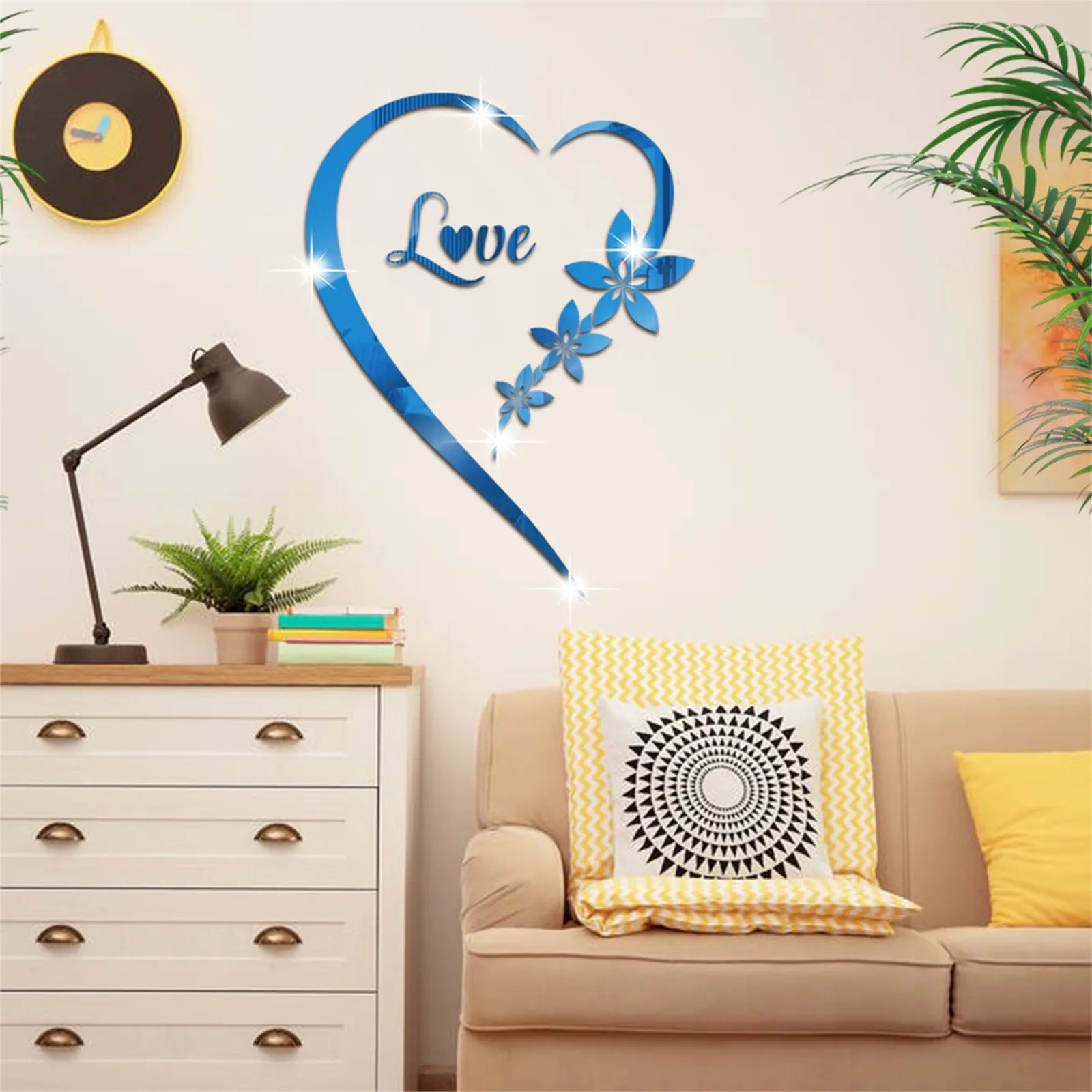 Wall Stickers Heart Shape Mirror Wall Sticker 3D Art Wall Decal Removable  Mirror Wall Sticker For Home Decoration