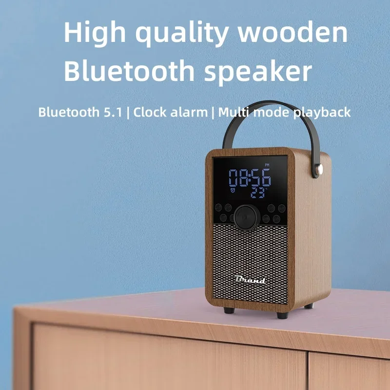 

Аудитория Деревянный 3D объемный домашний кинотеатр беспроводной Bluetooth динамик портативный сабвуфер открытый Caixa De Som FM часы дисплей