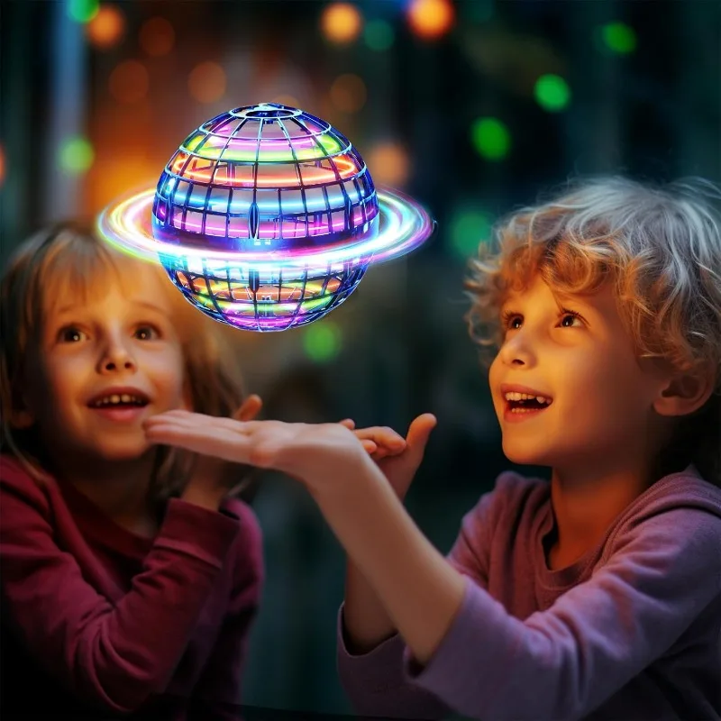 Flying Orb Ball with Dazzling Lights Magic Hover Spinner Cool Boomerang Drone Floating Cosmic Globe Kids Outdoor Toy