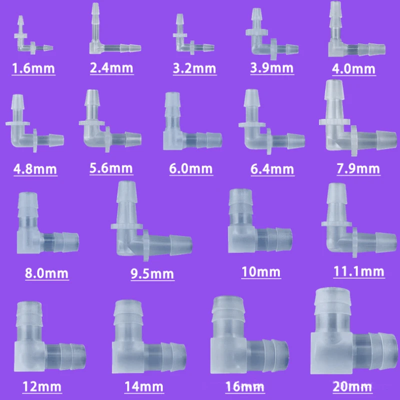 Hose Pipe Fitting Pipe Fitting Water Pipe Fitting 1pc Plastic Pipe Fitting 1.6mm-20mm Pagoda Barb Equal 2 Way Elbow Fish Tank PP Insert Hose Connector for Home Garden