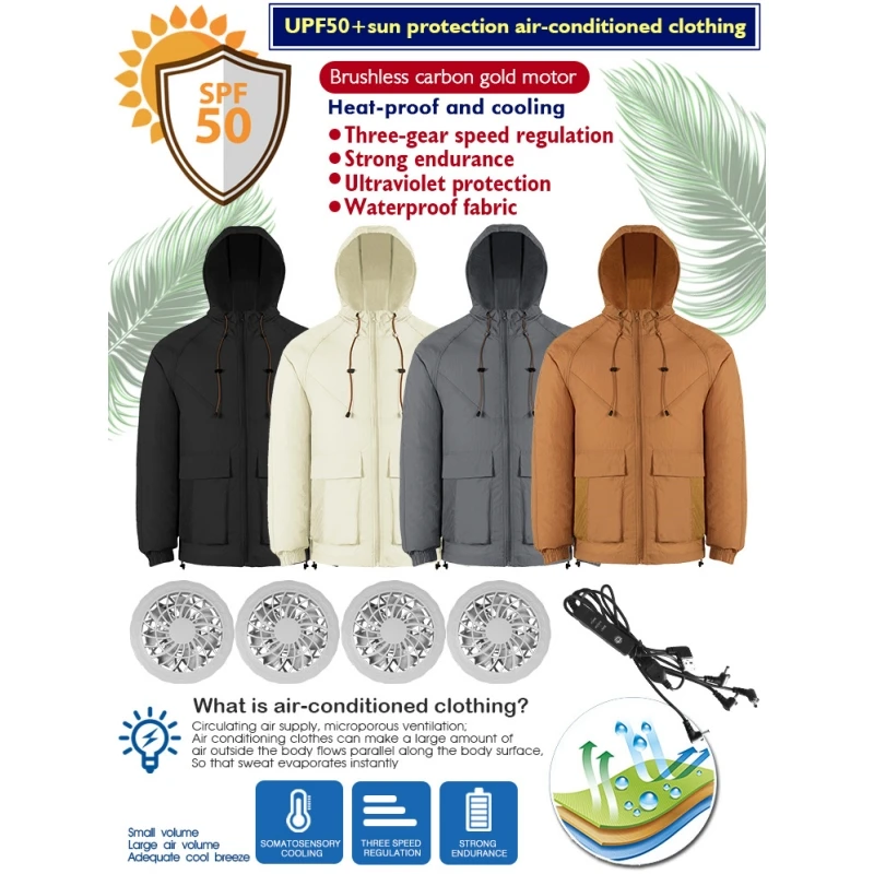 

UPF50+ Sun Protection Air-conditioned Clothing Waterproof Fishing Jackets Outdoor Heatstroke Sunscreen Body Cool Summer Clothes