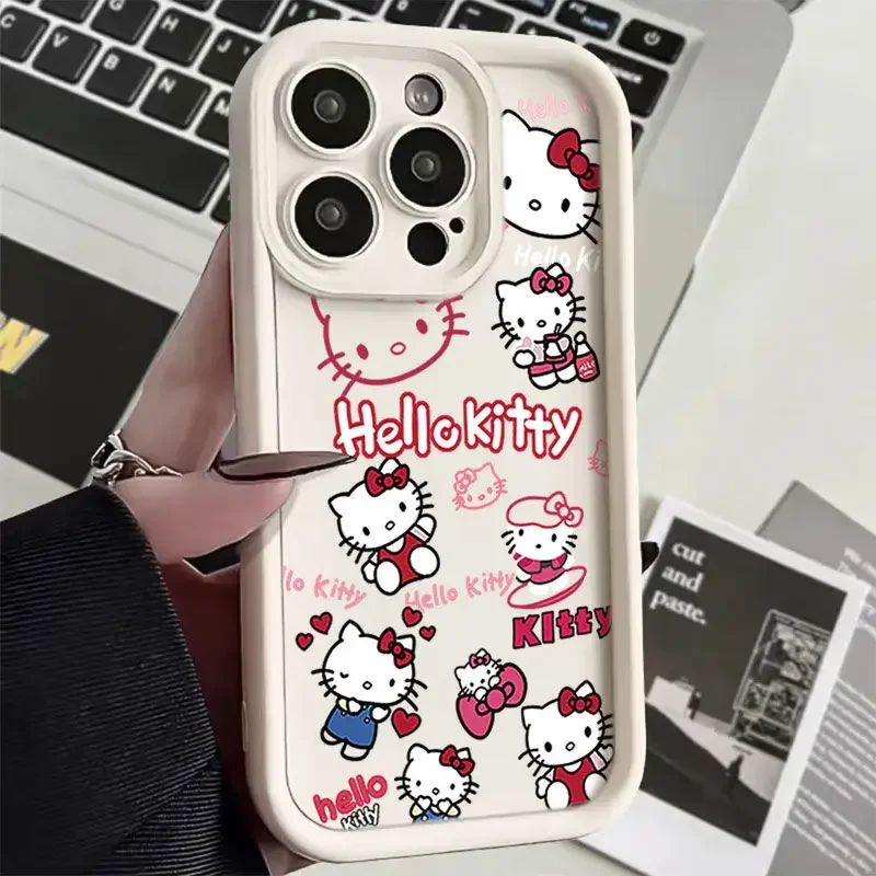 Custodia Morbida In Silicone Color Caramella Per Iphone 15 Pro Max 14 13 12 11 Pro Max Xr Xs X 7 8 Plus Se2 Hello Kitty Slim Cover Antiurto