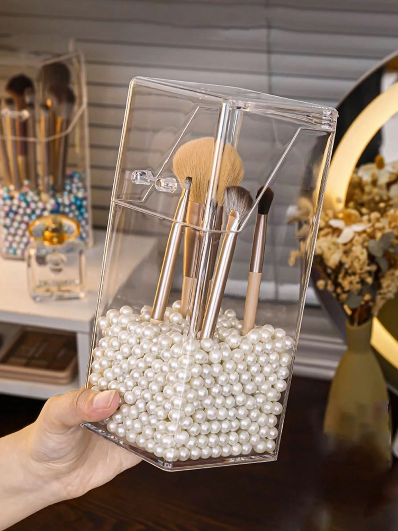 Makeup Brush Storage Bucket Eyebrow Pencil Eye Shadow Cosmetics Beauty Storage Acrylic Transparent Desktop Storage Box 2
