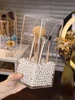 Makeup Brush Storage Bucket Eyebrow Pencil Eye Shadow Cosmetics Beauty Storage Acrylic Transparent Desktop Storage Box 2