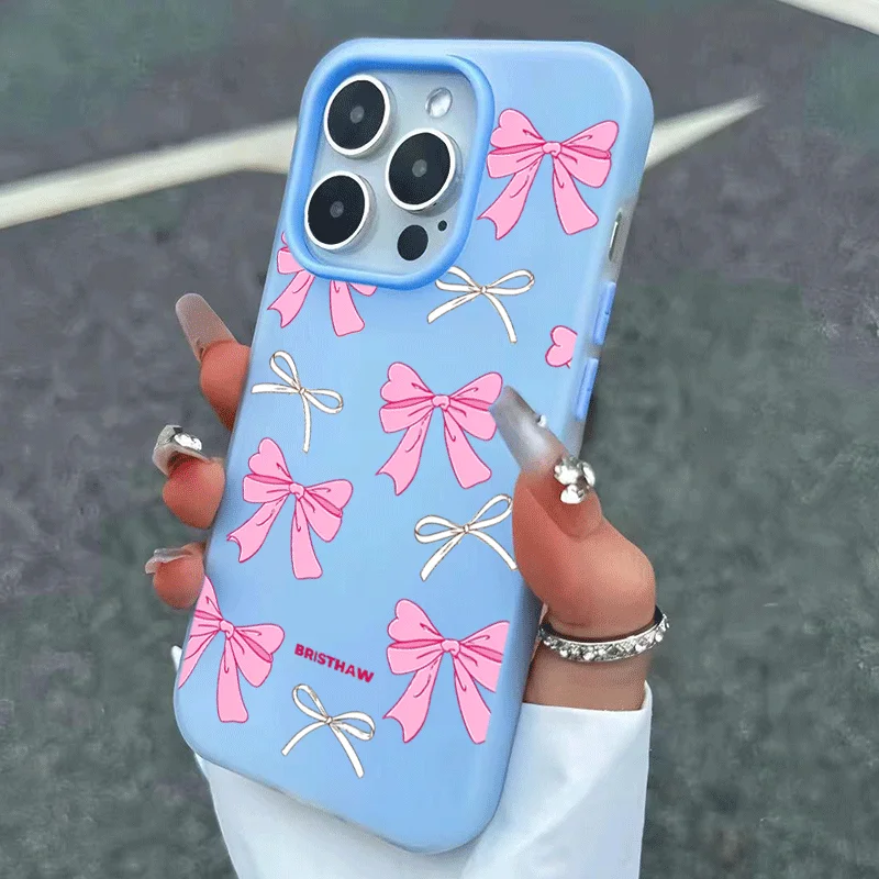 Chic Pink Bow Pattern 2-in-1 Phone Case Cover