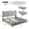 King Bed Frame with 4 Storage Drawers with Charging Station, Modern Wingback Storage Headboard, Platform Bed Frame 2
