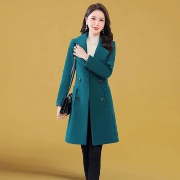 Cappotto di lana da donna elegante moda coreana 2025 Nuova giacca di lana da donna autunno inverno Trench femminile versatile medio e lungo 1