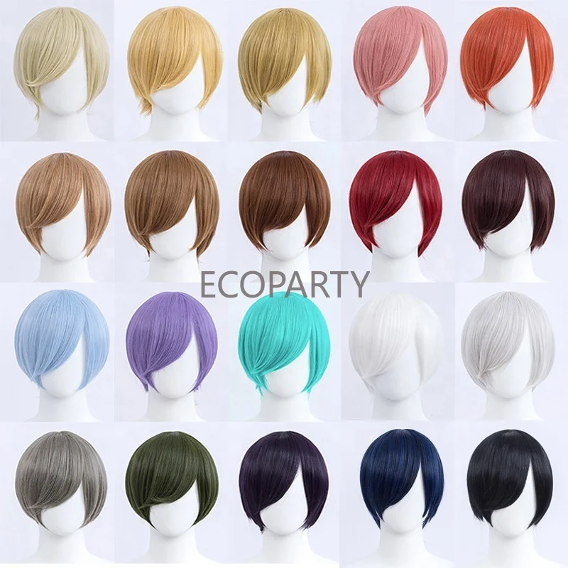 

Wholesale 30cm Short Bobo Wig Cosplay Multi Colors MSN Straight Synthetic Anime Hair Cosplay Heat Resistant Wigs For Party