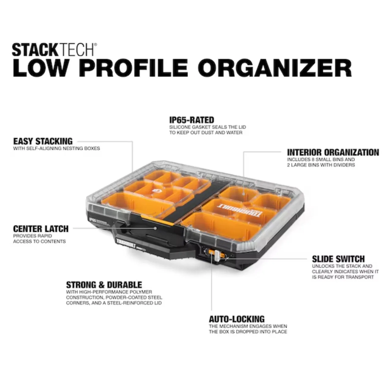 ToughBuilt TB-B1-O-10 Low Profile Full Organizer Includes 2 x Large Bins, 8 x Small Bins and 4 x Dividers 6