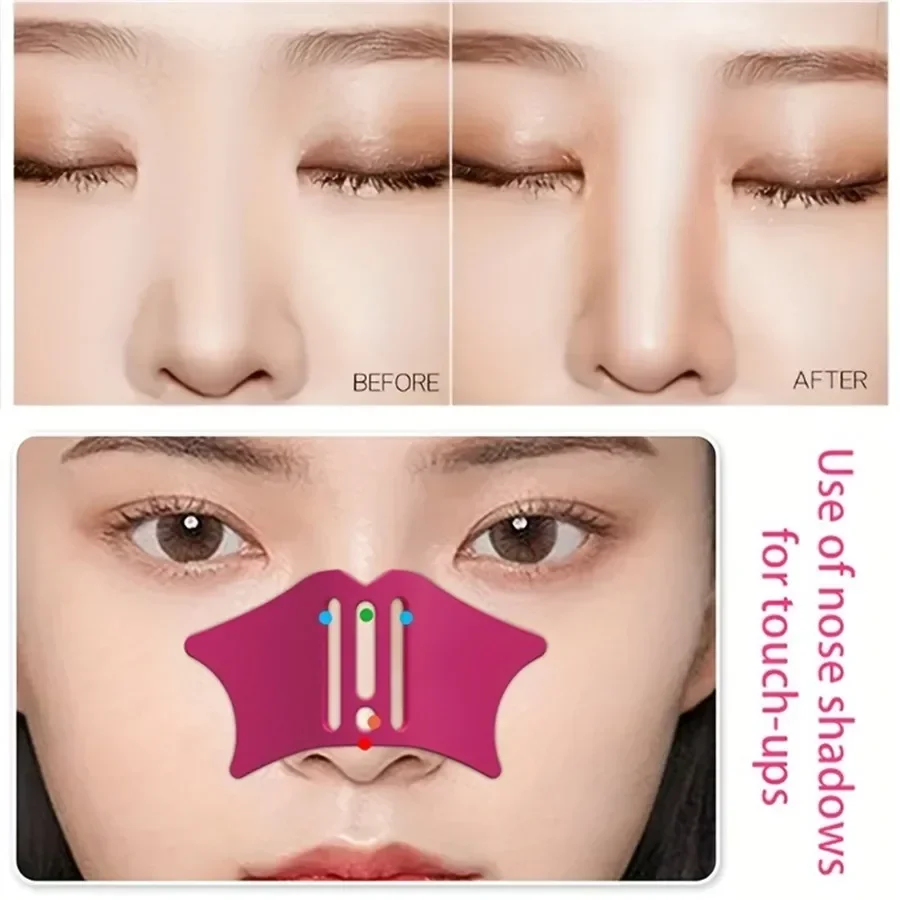 1pcs Nose Contour Eyeliner Stencils, 4 In 1 Silicone Multifunctional Eye Makeup Aids Tool For Nose Shadow Highlighter/Winged