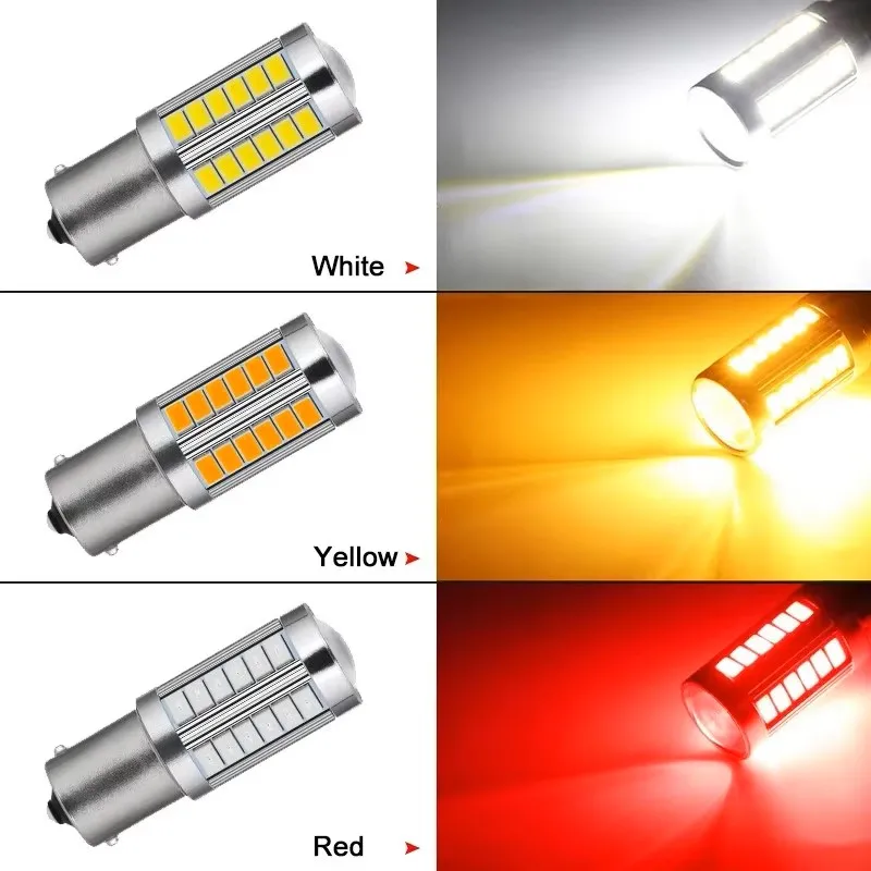 LED Car Bulbs PY21W P21/5W 1156 Ba15s 1157 Bay15d 3156 3157 7440 7443 Turn Signal Light White Brake Reverse Parking Lamps 12V 2X