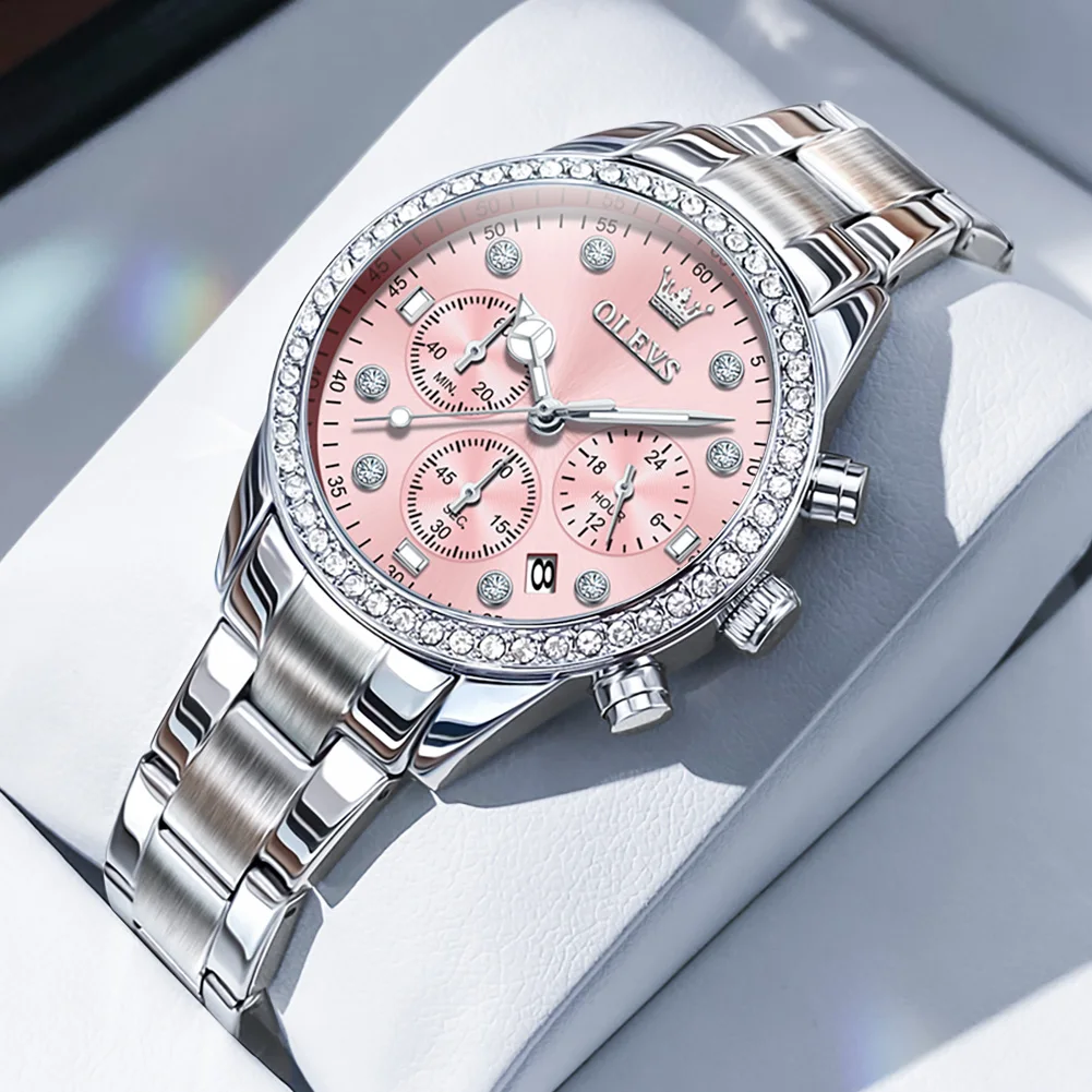 OLEVS ساعات نسائية العلامة التجارية الفاخرة الفضة...