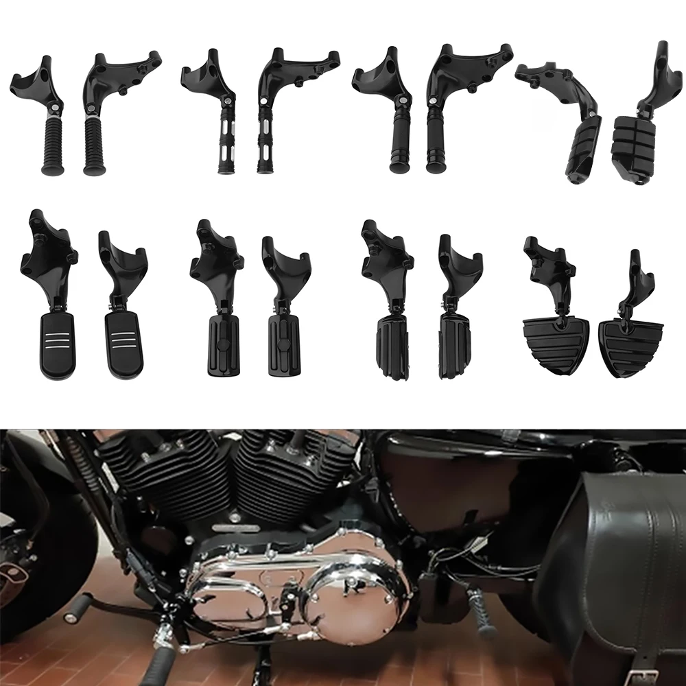 

For Harley Sportster XL 48 883 1200 2014-2020 Black Footrest Motorcycle Passenger Rear Foot Pegs Footpegs Mount Kit