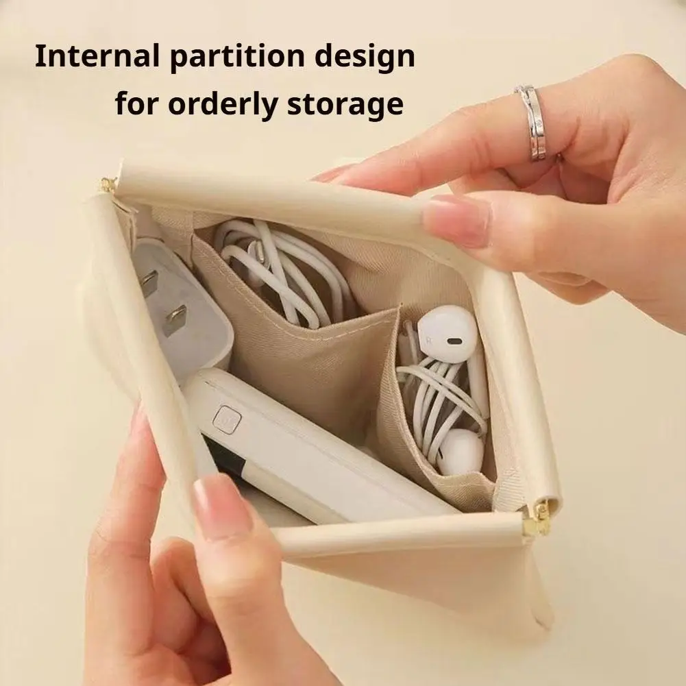 NEW 2 Size Mini Portable PU Storage Bag Self-Closing Design Versatile Pouch For Wired Earphones, Lipstick & Small_voghion.com