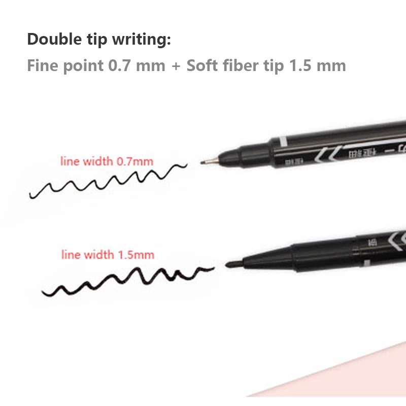 10pcs Double Sided Oily Black Marker Pen Quick Drying Waterproof, Children's Painting and Art Special Line Marking Carpentry Pen