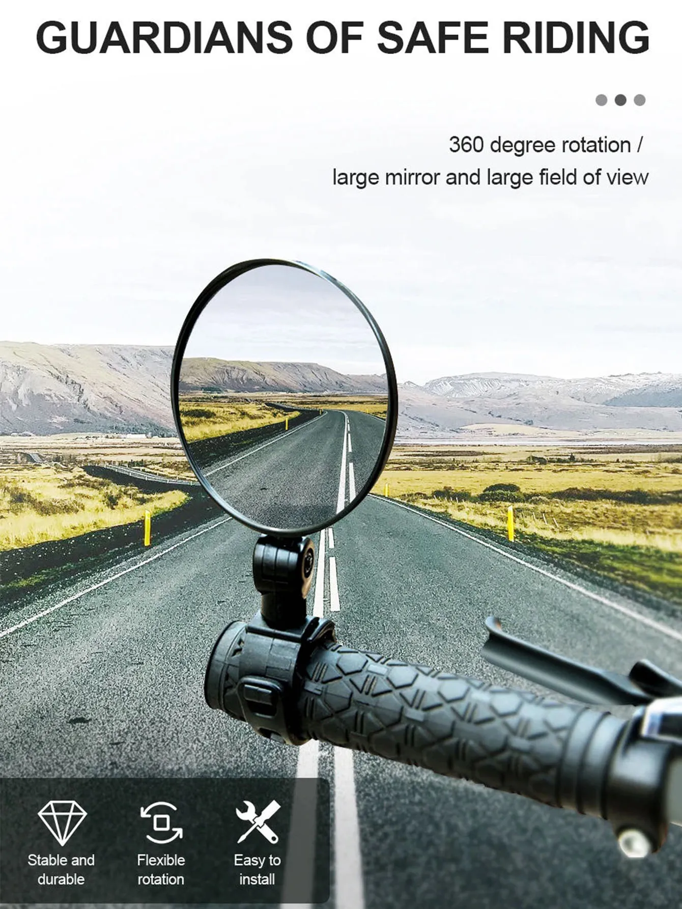 Universal Fahrrad Rückspiegel 360° ° Verstellbare, drehbare, konvexe Weitwinkel-Rückspiegel für den Fahrradlenker – Detail 5
